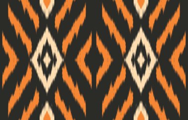 Geometrik etnik oryantal ikat kusursuz desenli renk doğulu. Aztek süsü izi. Arkaplan, perde, halı, duvar kağıdı, giysi, ambalaj, Batik, vektör illüstrasyonu için tasarım.