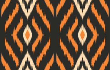 Geometrik etnik oryantal ikat kusursuz desenli renk doğulu. Aztek süsü izi. Arkaplan, perde, halı, duvar kağıdı, giysi, ambalaj, Batik, vektör illüstrasyonu için tasarım.