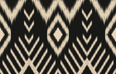Geometrik etnik oryantal ikat kusursuz desenli renk doğulu. Aztek süsü izi. Arkaplan, perde, halı, duvar kağıdı, giysi, ambalaj, Batik, vektör illüstrasyonu için tasarım.