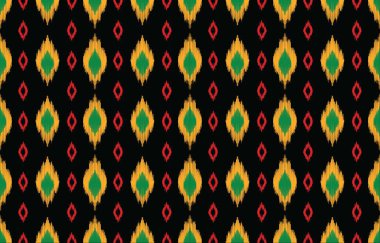 Geometrik etnik oryantal ikat kusursuz desenli renk doğulu. Aztek süsü izi. Arkaplan, perde, halı, duvar kağıdı, giysi, ambalaj, Batik, vektör illüstrasyonu için tasarım.