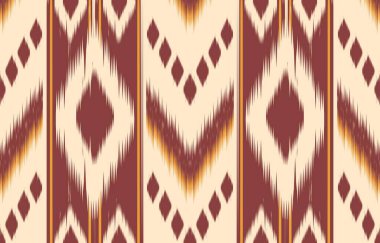 Geometrik etnik oryantal ikat kusursuz desenli renk doğulu. Aztek süsü izi. Arkaplan, perde, halı, duvar kağıdı, giysi, ambalaj, Batik, vektör illüstrasyonu için tasarım.