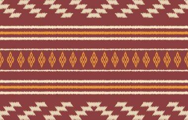 Geometrik etnik oryantal ikat kusursuz desenli renk doğulu. Aztek süsü izi. Arkaplan, perde, halı, duvar kağıdı, giysi, ambalaj, Batik, vektör illüstrasyonu için tasarım.