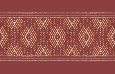 Geometrik etnik oryantal ikat kusursuz desenli renk doğulu. Aztek süsü izi. Arkaplan, perde, halı, duvar kağıdı, giysi, ambalaj, Batik, vektör illüstrasyonu için tasarım.