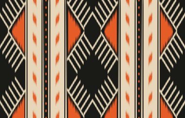 Geometrik etnik oryantal ikat kusursuz desenli renk doğulu. Aztek süsü izi. Arkaplan, perde, halı, duvar kağıdı, giysi, ambalaj, Batik, vektör illüstrasyonu için tasarım.