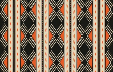 Geometrik etnik oryantal ikat kusursuz desenli renk doğulu. Aztek süsü izi. Arkaplan, perde, halı, duvar kağıdı, giysi, ambalaj, Batik, vektör illüstrasyonu için tasarım.