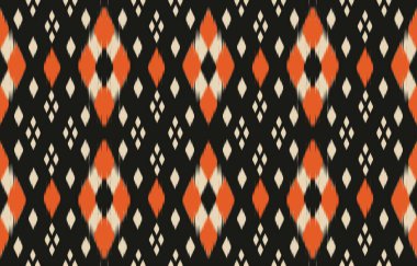 Geometrik etnik oryantal ikat kusursuz desenli renk doğulu. Aztek süsü izi. Arkaplan, perde, halı, duvar kağıdı, giysi, ambalaj, Batik, vektör illüstrasyonu için tasarım.