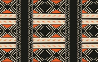 Geometrik etnik oryantal ikat kusursuz desenli renk doğulu. Aztek süsü izi. Arkaplan, perde, halı, duvar kağıdı, giysi, ambalaj, Batik, vektör illüstrasyonu için tasarım.