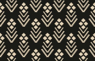 Geometrik etnik oryantal ikat kusursuz desenli renk doğulu. Aztek süsü izi. Arkaplan, perde, halı, duvar kağıdı, giysi, ambalaj, Batik, vektör illüstrasyonu için tasarım.