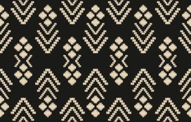Geometrik etnik oryantal ikat kusursuz desenli renk doğulu. Aztek süsü izi. Arkaplan, perde, halı, duvar kağıdı, giysi, ambalaj, Batik, vektör illüstrasyonu için tasarım.