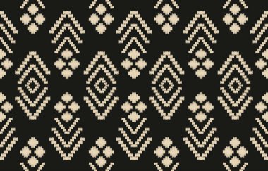 Geometrik etnik oryantal ikat kusursuz desenli renk doğulu. Aztek süsü izi. Arkaplan, perde, halı, duvar kağıdı, giysi, ambalaj, Batik, vektör illüstrasyonu için tasarım.