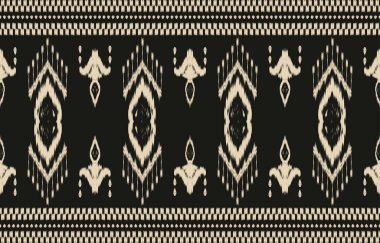 Geometrik etnik oryantal ikat kusursuz desenli renk doğulu. Aztek süsü izi. Arkaplan, perde, halı, duvar kağıdı, giysi, ambalaj, Batik, vektör illüstrasyonu için tasarım.