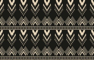 Geometrik etnik oryantal ikat kusursuz desenli renk doğulu. Aztek süsü izi. Arkaplan, perde, halı, duvar kağıdı, giysi, ambalaj, Batik, vektör illüstrasyonu için tasarım.