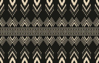 Geometrik etnik oryantal ikat kusursuz desenli renk doğulu. Aztek süsü izi. Arkaplan, perde, halı, duvar kağıdı, giysi, ambalaj, Batik, vektör illüstrasyonu için tasarım.
