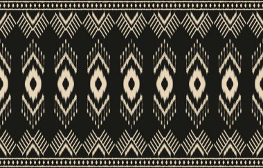 Geometrik etnik oryantal ikat kusursuz desenli renk doğulu. Aztek süsü izi. Arkaplan, perde, halı, duvar kağıdı, giysi, ambalaj, Batik, vektör illüstrasyonu için tasarım.