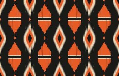 Geometrik etnik oryantal ikat kusursuz desenli renk doğulu. Aztek süsü izi. Arkaplan, perde, halı, duvar kağıdı, giysi, ambalaj, Batik, vektör illüstrasyonu için tasarım.