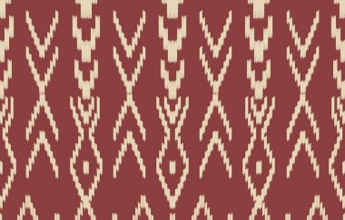 Geometrik etnik oryantal ikat kusursuz desenli renk doğulu. Aztek süsü izi. Arkaplan, perde, halı, duvar kağıdı, giysi, ambalaj, Batik, vektör illüstrasyonu için tasarım.
