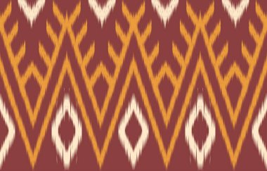 Geometrik etnik oryantal ikat kusursuz desenli renk doğulu. Aztek süsü izi. Arkaplan, perde, halı, duvar kağıdı, giysi, ambalaj, Batik, vektör illüstrasyonu için tasarım.
