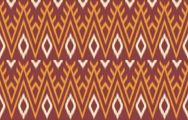 Geometrik etnik oryantal ikat kusursuz desenli renk doğulu. Aztek süsü izi. Arkaplan, perde, halı, duvar kağıdı, giysi, ambalaj, Batik, vektör illüstrasyonu için tasarım.