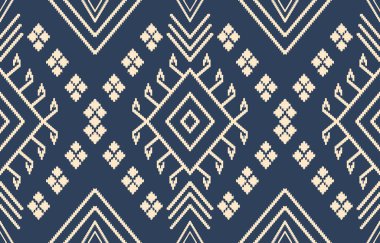 Geometrik etnik oryantal ikat kusursuz desenli renk doğulu. Aztek süsü izi. Arkaplan, perde, halı, duvar kağıdı, giysi, ambalaj, Batik, vektör illüstrasyonu için tasarım.