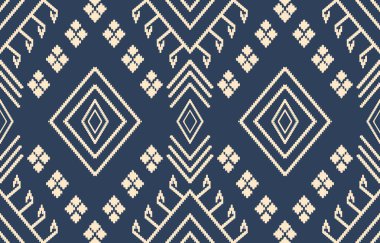 Geometrik etnik oryantal ikat kusursuz desenli renk doğulu. Aztek süsü izi. Arkaplan, perde, halı, duvar kağıdı, giysi, ambalaj, Batik, vektör illüstrasyonu için tasarım.