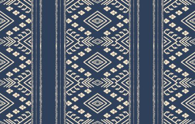 Geometrik etnik oryantal ikat kusursuz desenli renk doğulu. Aztek süsü izi. Arkaplan, perde, halı, duvar kağıdı, giysi, ambalaj, Batik, vektör illüstrasyonu için tasarım.