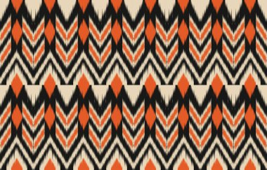 Geometrik etnik oryantal ikat kusursuz desenli renk doğulu. Aztek süsü izi. Arkaplan, perde, halı, duvar kağıdı, giysi, ambalaj, Batik, vektör illüstrasyonu için tasarım.