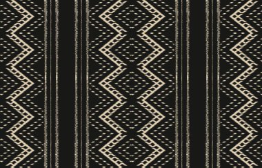 Geometrik etnik oryantal ikat kusursuz desenli renk doğulu. Aztek süsü izi. Arkaplan, perde, halı, duvar kağıdı, giysi, ambalaj, Batik, vektör illüstrasyonu için tasarım.