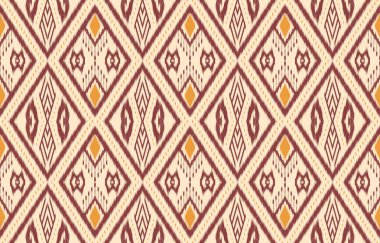 Geometrik etnik oryantal ikat kusursuz desenli renk doğulu. Aztek süsü izi. Arkaplan, perde, halı, duvar kağıdı, giysi, ambalaj, Batik, vektör illüstrasyonu için tasarım.