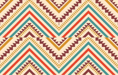 Geometrik etnik oryantal ikat kusursuz desenli renk doğulu. Aztek süsü izi. Arkaplan, perde, halı, duvar kağıdı, giysi, ambalaj, Batik, vektör illüstrasyonu için tasarım.