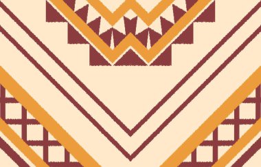 Geometrik etnik oryantal ikat kusursuz desenli renk doğulu. Aztek süsü izi. Arkaplan, perde, halı, duvar kağıdı, giysi, ambalaj, Batik, vektör illüstrasyonu için tasarım.
