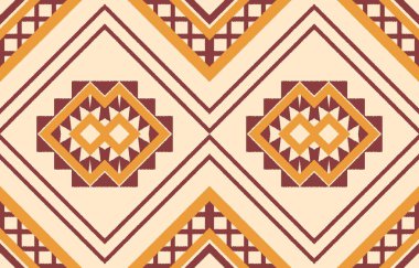 Geometrik etnik oryantal ikat kusursuz desenli renk doğulu. Aztek süsü izi. Arkaplan, perde, halı, duvar kağıdı, giysi, ambalaj, Batik, vektör illüstrasyonu için tasarım.