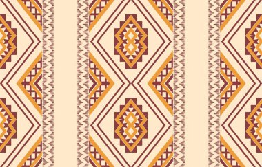 Geometrik etnik oryantal ikat kusursuz desenli renk doğulu. Aztek süsü izi. Arkaplan, perde, halı, duvar kağıdı, giysi, ambalaj, Batik, vektör illüstrasyonu için tasarım.