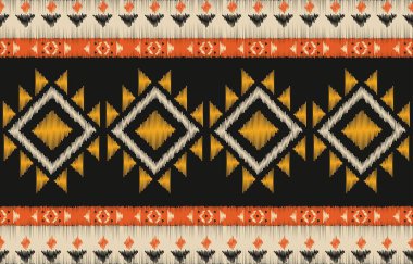 Geometrik etnik oryantal ikat kusursuz desenli renk doğulu. Aztek süsü izi. Arkaplan, perde, halı, duvar kağıdı, giysi, ambalaj, Batik, vektör illüstrasyonu için tasarım.