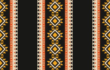 Geometrik etnik oryantal ikat kusursuz desenli renk doğulu. Aztek süsü izi. Arkaplan, perde, halı, duvar kağıdı, giysi, ambalaj, Batik, vektör illüstrasyonu için tasarım.