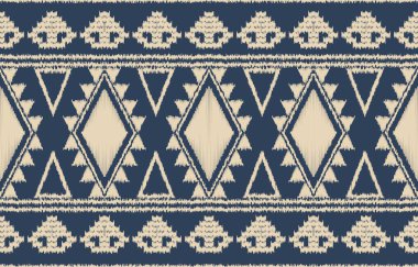 Geometrik etnik oryantal ikat kusursuz desenli renk doğulu. Aztek süsü izi. Arkaplan, perde, halı, duvar kağıdı, giysi, ambalaj, Batik, vektör illüstrasyonu için tasarım.