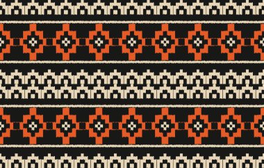 Geometrik etnik oryantal ikat kusursuz desenli renk doğulu. Aztek süsü izi. Arkaplan, perde, halı, duvar kağıdı, giysi, ambalaj, Batik, vektör illüstrasyonu için tasarım.