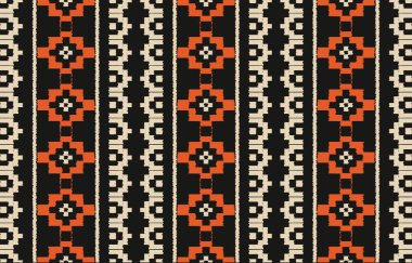 Geometrik etnik oryantal ikat kusursuz desenli renk doğulu. Aztek süsü izi. Arkaplan, perde, halı, duvar kağıdı, giysi, ambalaj, Batik, vektör illüstrasyonu için tasarım.