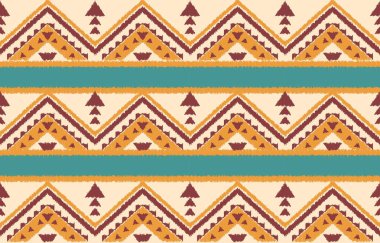 Geometrik etnik oryantal ikat kusursuz desenli renk doğulu. Aztek süsü izi. Arkaplan, perde, halı, duvar kağıdı, giysi, ambalaj, Batik, vektör illüstrasyonu için tasarım.