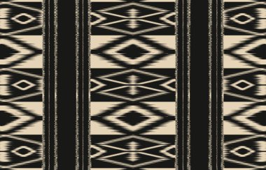 Geometrik etnik oryantal ikat kusursuz desenli renk doğulu. Aztek süsü izi. Arkaplan, perde, halı, duvar kağıdı, giysi, ambalaj, Batik, vektör illüstrasyonu için tasarım.