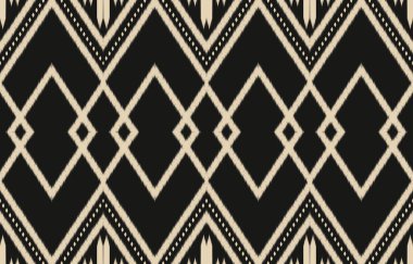 Geometrik etnik oryantal ikat kusursuz desenli renk doğulu. Aztek süsü izi. Arkaplan, perde, halı, duvar kağıdı, giysi, ambalaj, Batik, vektör illüstrasyonu için tasarım.