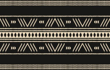 Geometrik etnik oryantal ikat kusursuz desenli renk doğulu. Aztek süsü izi. Arkaplan, perde, halı, duvar kağıdı, giysi, ambalaj, Batik, vektör illüstrasyonu için tasarım.
