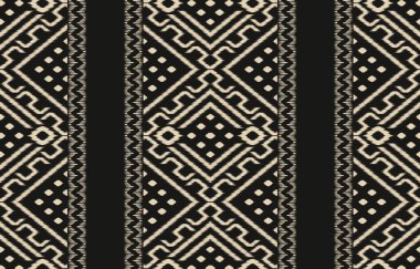 Geometrik etnik oryantal ikat kusursuz desenli renk doğulu. Aztek süsü izi. Arkaplan, perde, halı, duvar kağıdı, giysi, ambalaj, Batik, vektör illüstrasyonu için tasarım.