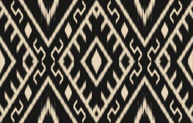 Geometrik etnik oryantal ikat kusursuz desenli renk doğulu. Aztek süsü izi. Arkaplan, perde, halı, duvar kağıdı, giysi, ambalaj, Batik, vektör illüstrasyonu için tasarım.
