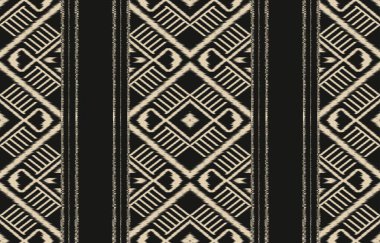 Geometrik etnik oryantal ikat kusursuz desenli renk doğulu. Aztek süsü izi. Arkaplan, perde, halı, duvar kağıdı, giysi, ambalaj, Batik, vektör illüstrasyonu için tasarım.