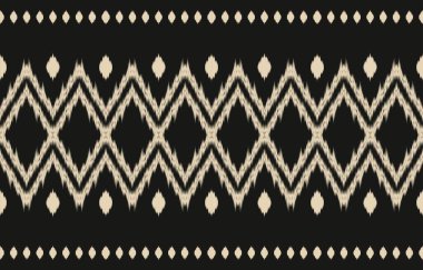 Geometrik etnik oryantal ikat kusursuz desenli renk doğulu. Aztek süsü izi. Arkaplan, perde, halı, duvar kağıdı, giysi, ambalaj, Batik, vektör illüstrasyonu için tasarım.