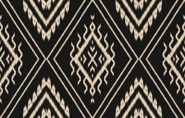 Geometrik etnik oryantal ikat kusursuz desenli renk doğulu. Aztek süsü izi. Arkaplan, perde, halı, duvar kağıdı, giysi, ambalaj, Batik, vektör illüstrasyonu için tasarım.