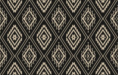 Geometrik etnik oryantal ikat kusursuz desenli renk doğulu. Aztek süsü izi. Arkaplan, perde, halı, duvar kağıdı, giysi, ambalaj, Batik, vektör illüstrasyonu için tasarım.