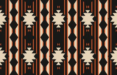 Geometrik etnik oryantal ikat kusursuz desenli renk doğulu. Aztek süsü izi. Arkaplan, perde, halı, duvar kağıdı, giysi, ambalaj, Batik, vektör illüstrasyonu için tasarım.