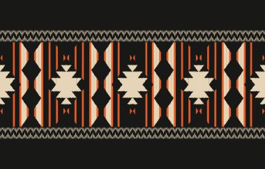 Geometrik etnik oryantal ikat kusursuz desenli renk doğulu. Aztek süsü izi. Arkaplan, perde, halı, duvar kağıdı, giysi, ambalaj, Batik, vektör illüstrasyonu için tasarım.