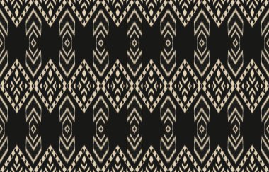 Geometrik etnik oryantal ikat kusursuz desenli renk doğulu. Aztek süsü izi. Arkaplan, perde, halı, duvar kağıdı, giysi, ambalaj, Batik, vektör illüstrasyonu için tasarım.